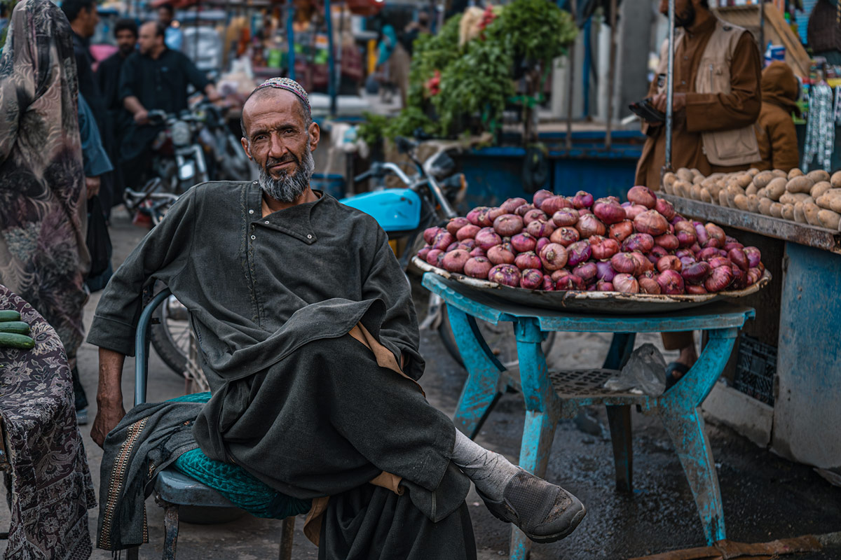 Selling onions in Herat's Bazar